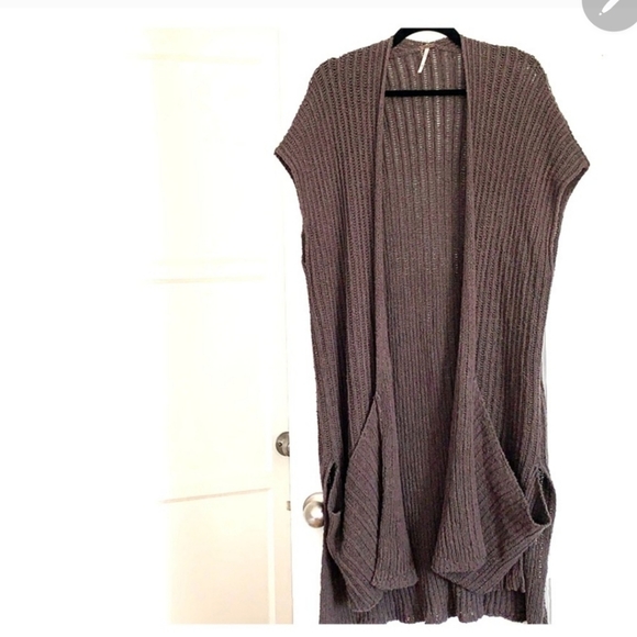 Free People Brown Maxi Cardigan Sweater with Pockets - Picture 6 of 7